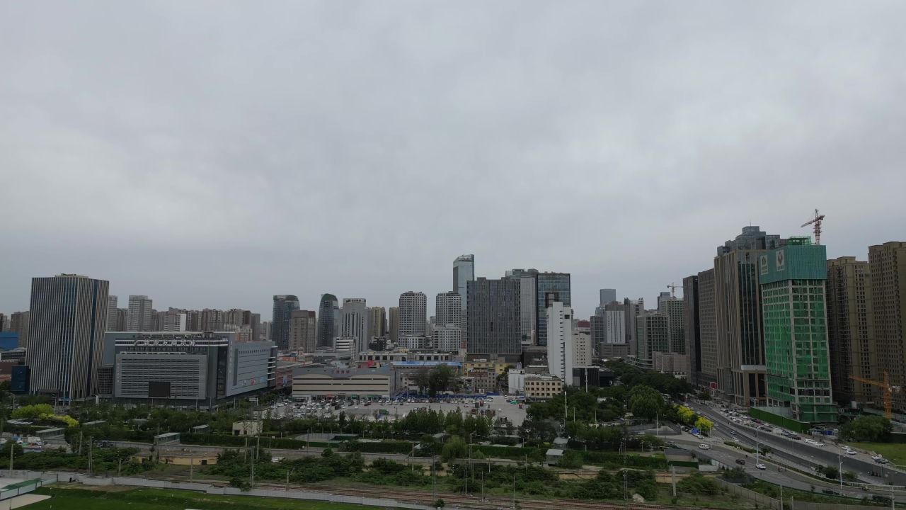 航拍石家庄商圈高楼建筑