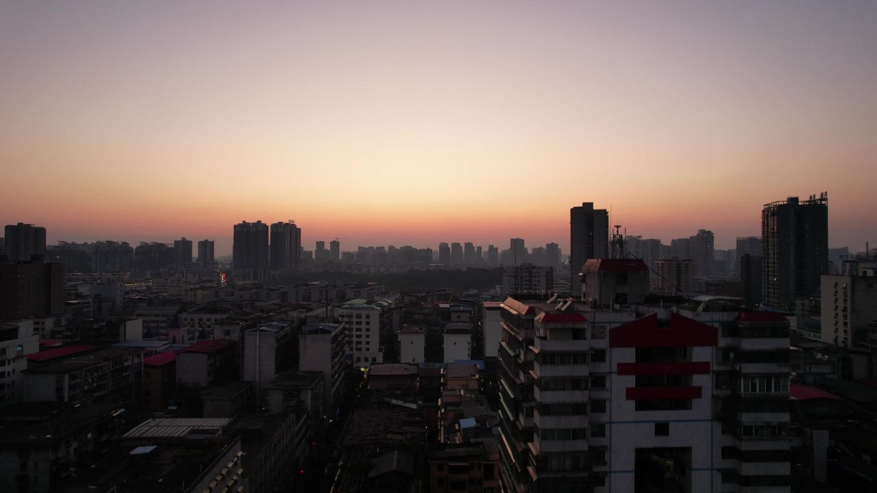 湖南衡阳日落晚霞夕阳火烧云航拍 