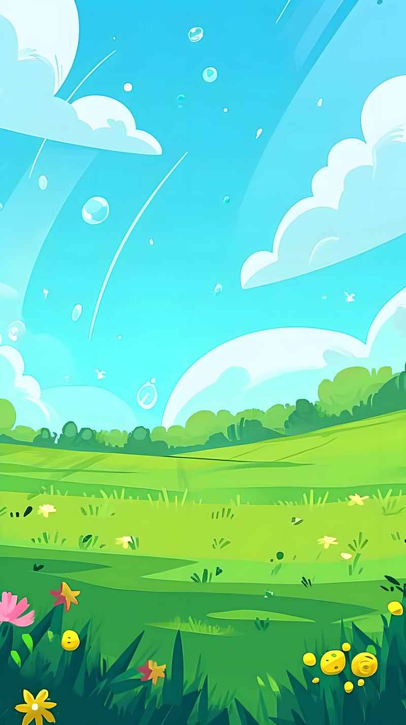 卡通背景有草简约插画背景 5