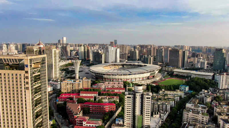 湖南长沙城市风光航拍摄影图 