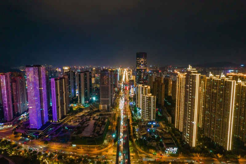 航拍 湖南 长沙 城市 夜景 长沙建设