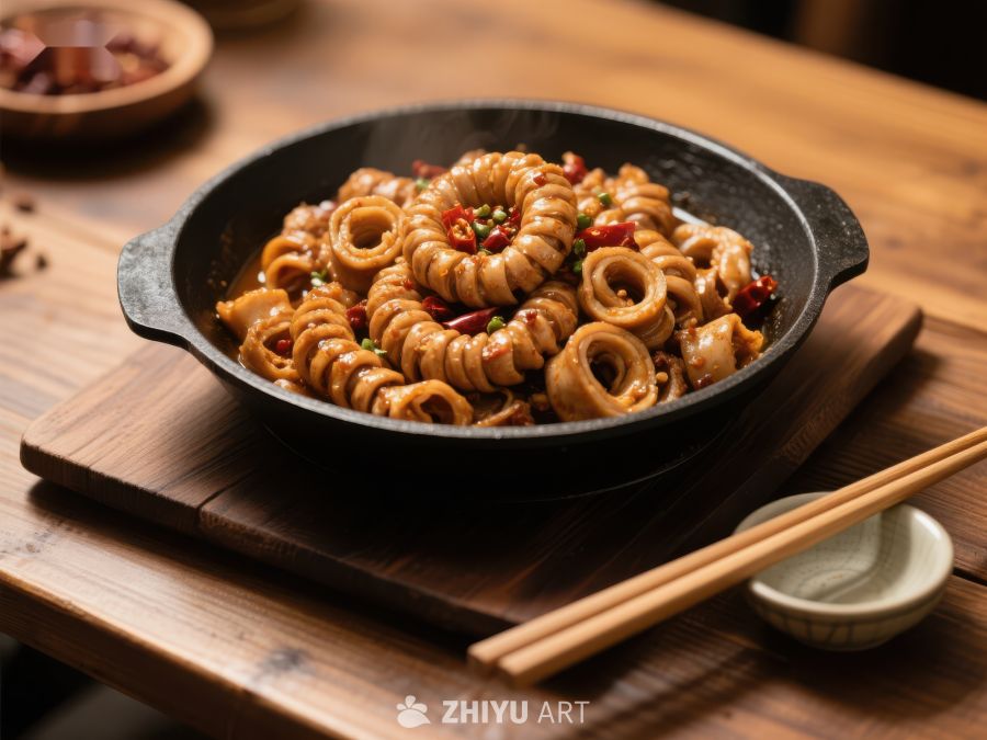 香辣鱿鱼圈热锅美食 1064