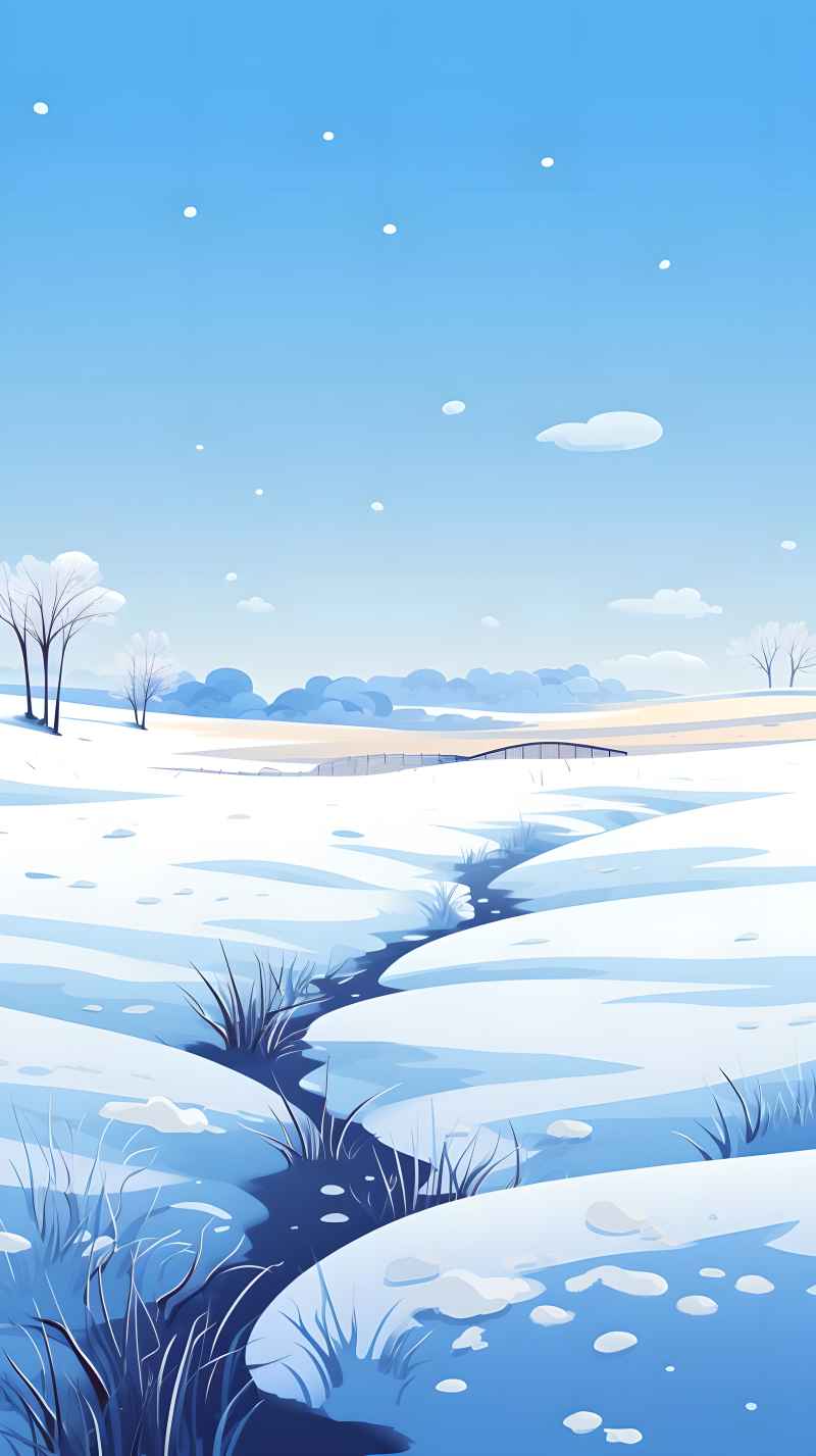 冬季唯美雪景创业插画 129