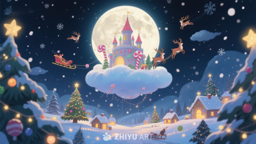 圣诞夜空下的梦幻城堡 216