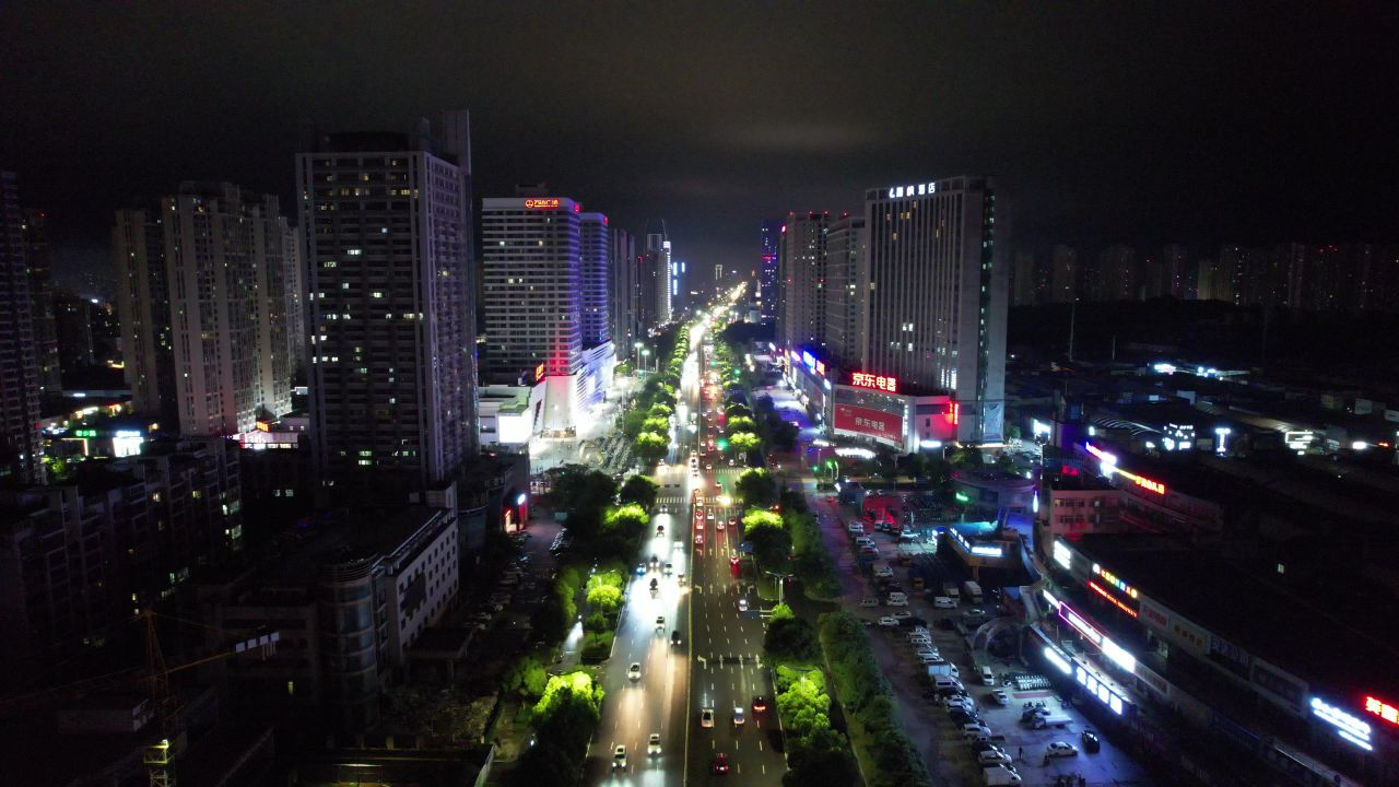 安徽蚌埠城市夜景灯光航拍  