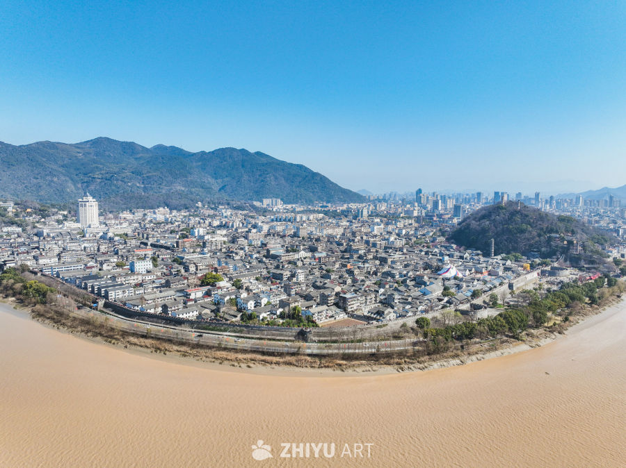 航拍浙江临海台州府城城区风光 64
