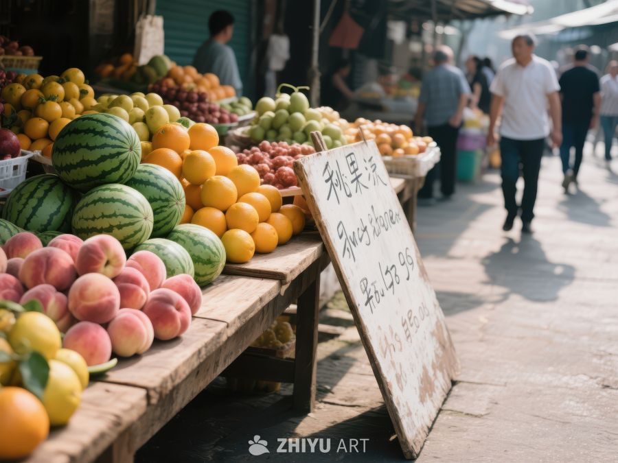 市场摊位展示新鲜水果 510