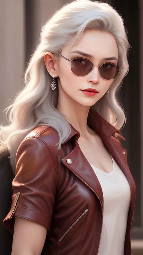 红色皮衣美女