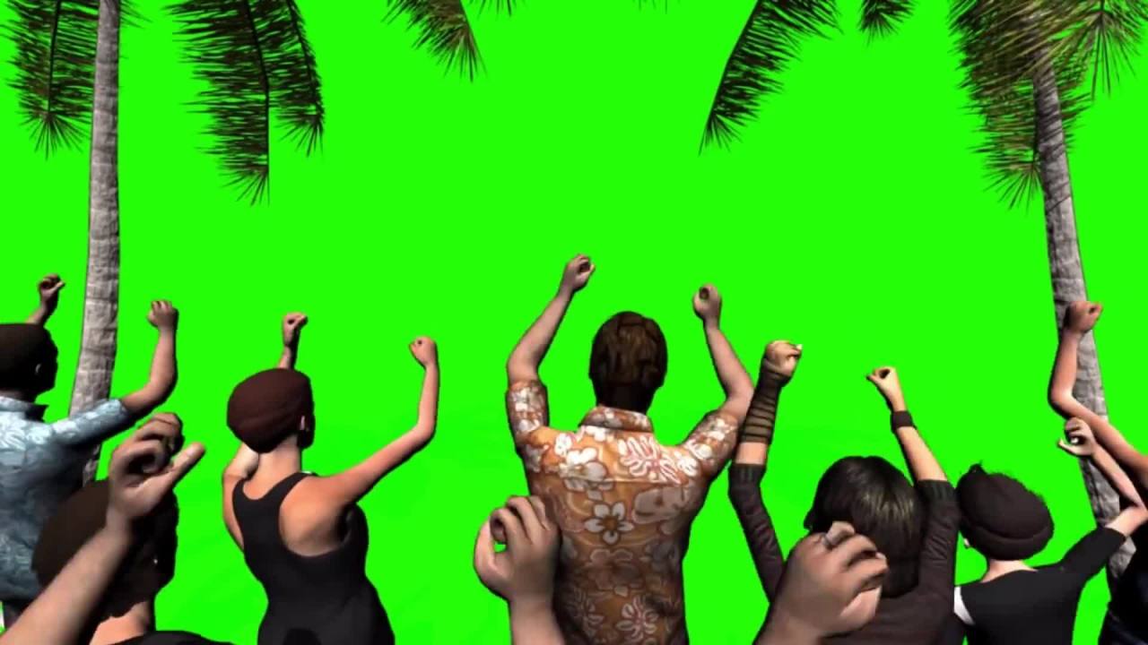 327. 【绿幕素材】沙滩上，人群高声欢呼，尖叫（动画版本） 180