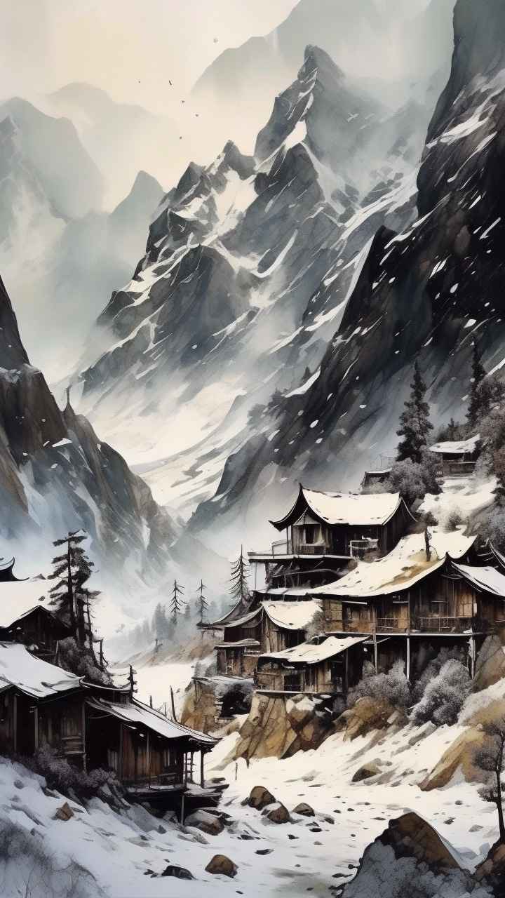 雪山高原冰川插画 3
