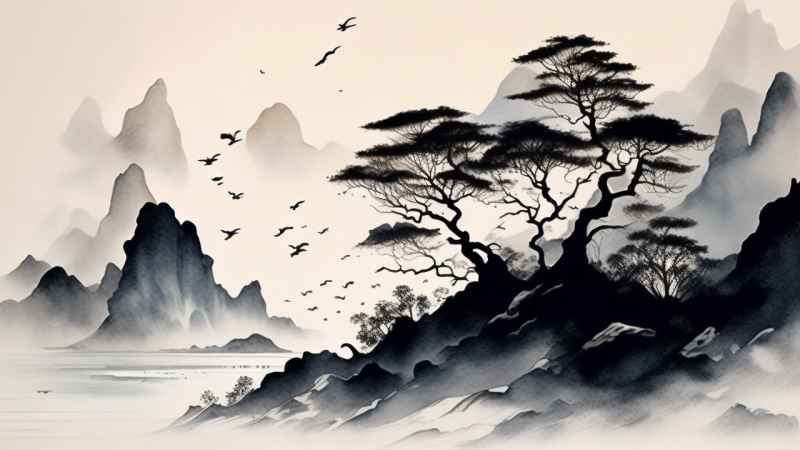 古风山水画唯美背景图 89
