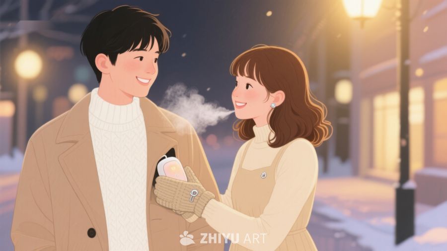 冬夜街头的温暖瞬间 171