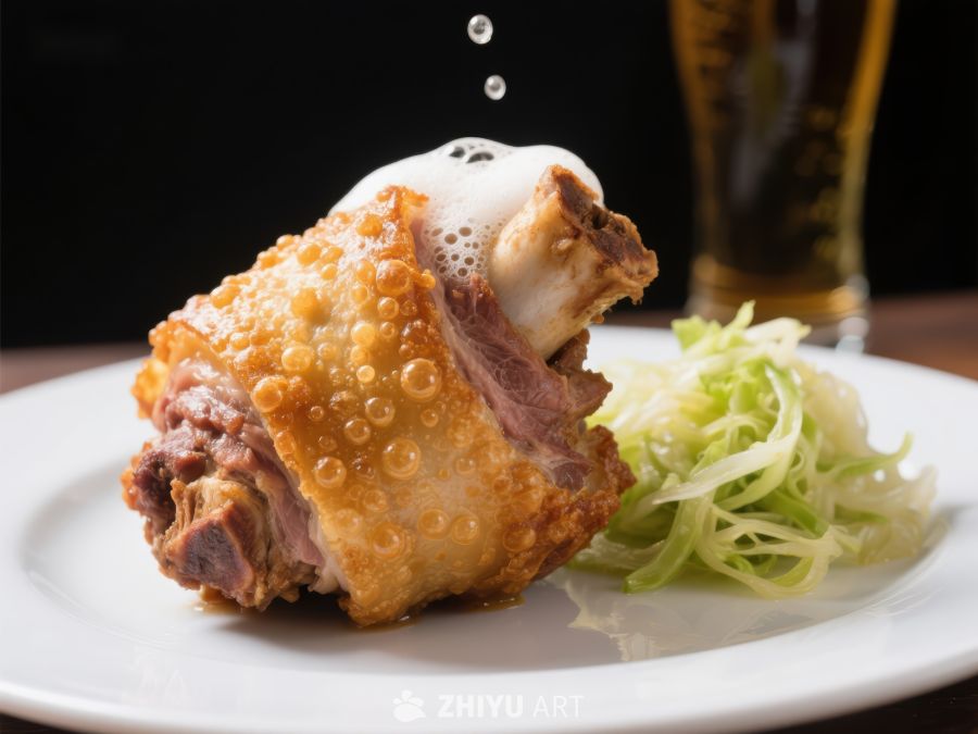 酥脆鸭肉配酸菜与泡沫装饰 1106