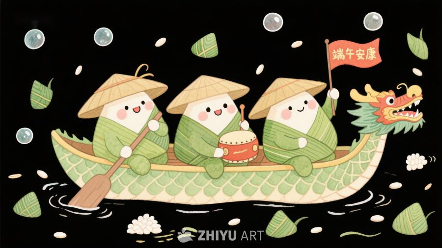 端午节龙舟赛卡通插画 69