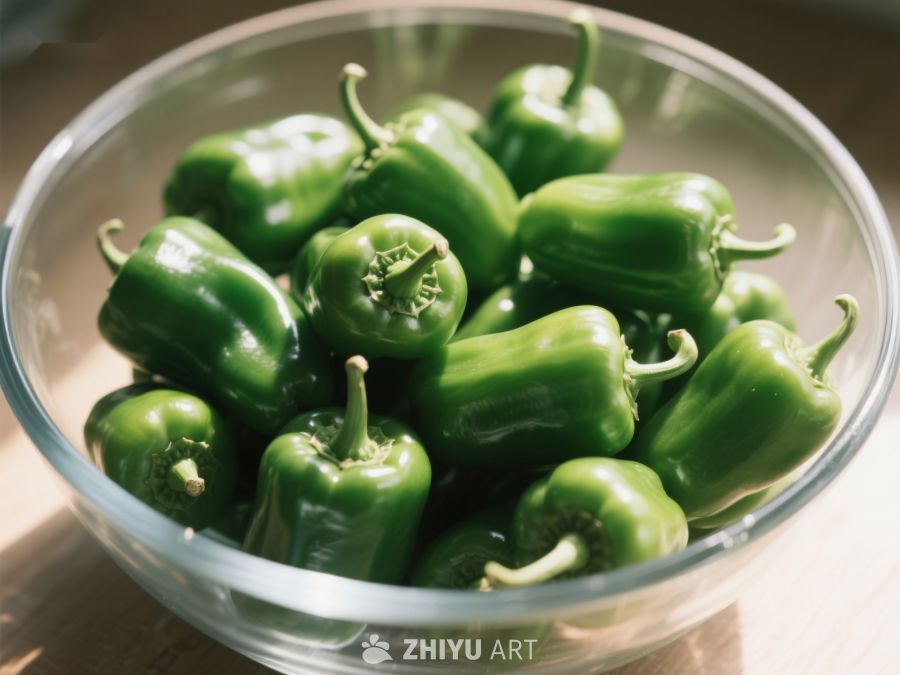 玻璃碗中的新鲜青椒 21