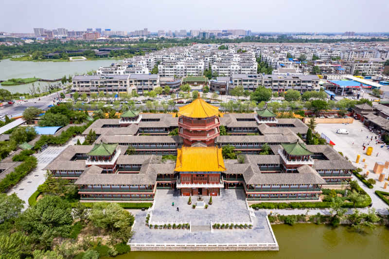 河南开封城市风光地标建筑旅游景区航拍图 