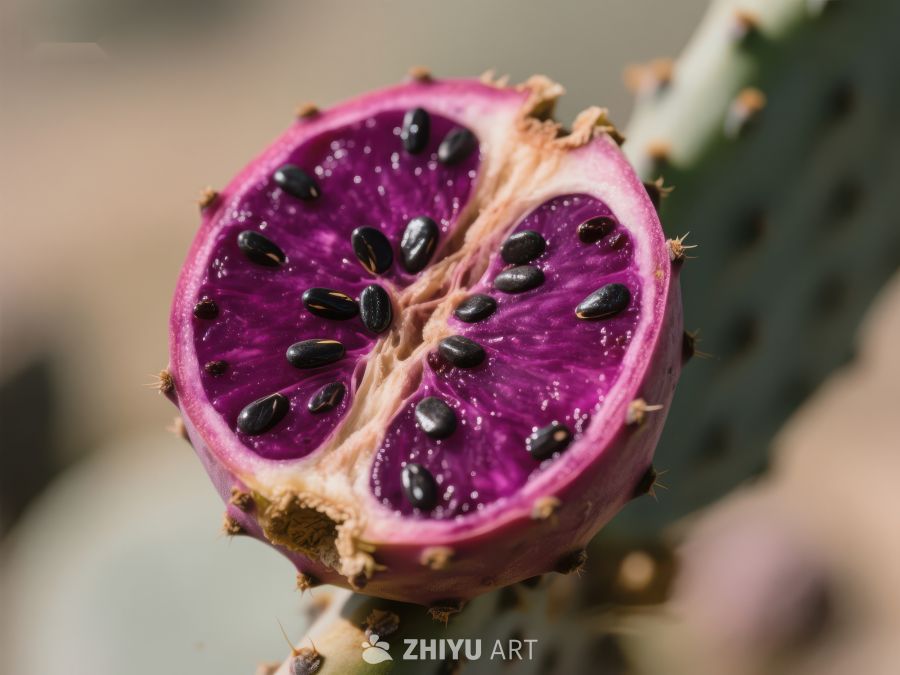 切开的紫色仙人掌果实 389