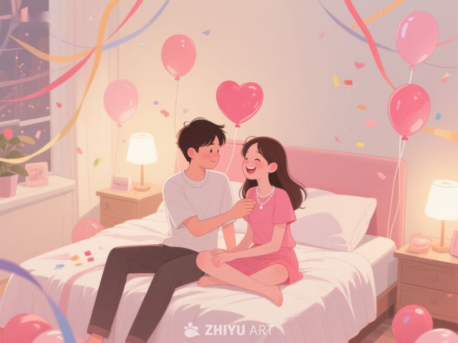 情侣床上庆祝温馨时刻 519