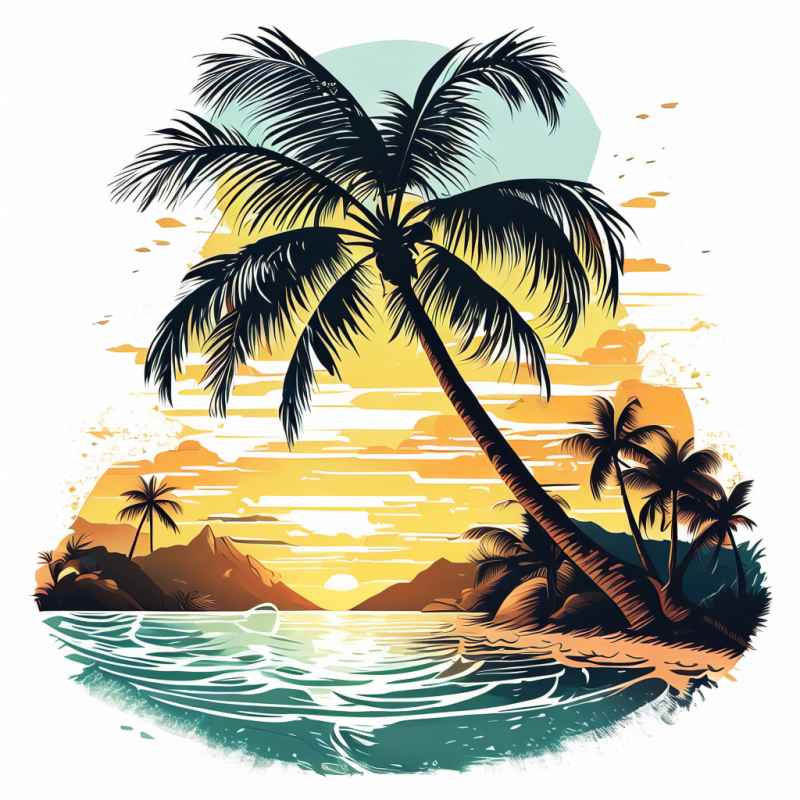 岛屿热带海边椰子树 1