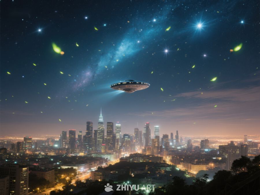 UFO飞越城市夜景 1