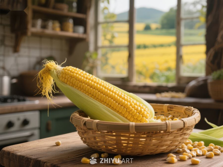 厨房窗边的玉米与乡村风景 33