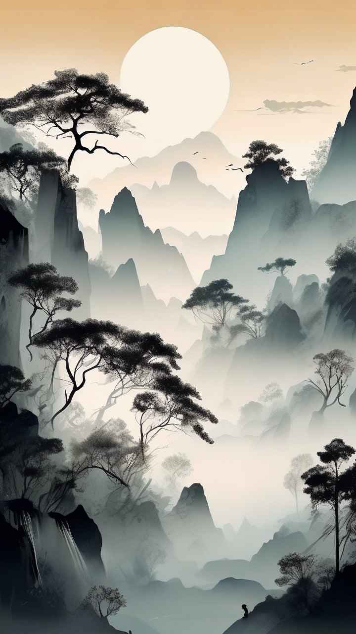 国风山水画背景插画 60