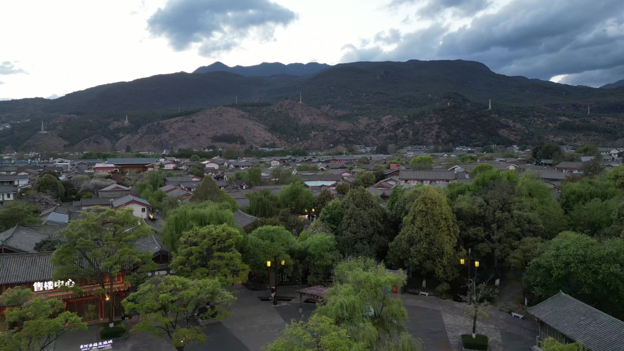  云南丽江束河古镇4A景区航拍 