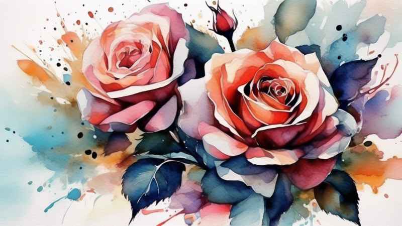 抽象花卉玫瑰插画 13