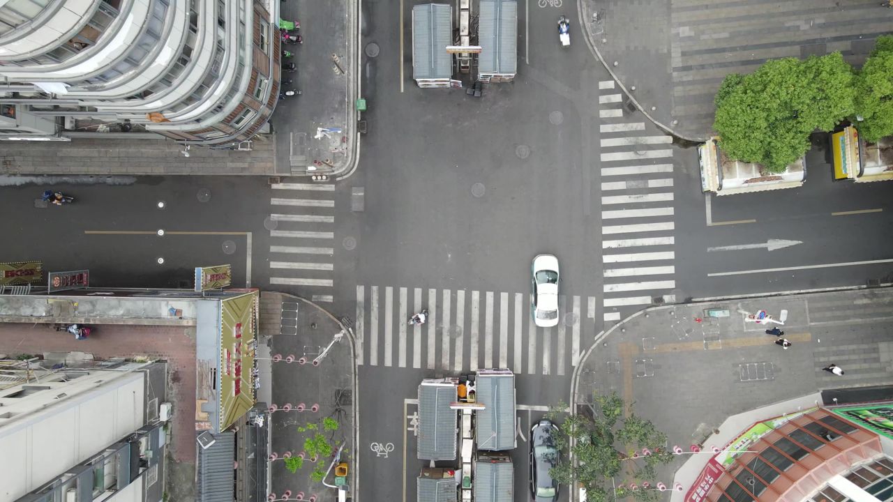 城市 十字交叉 路口 交通 航拍 