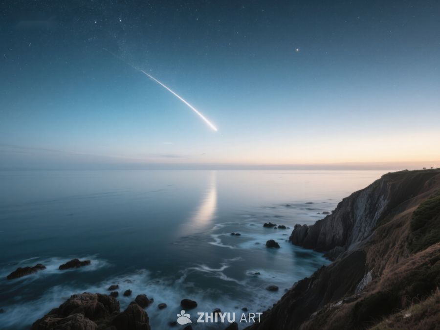 流星划过海岸夜空 50