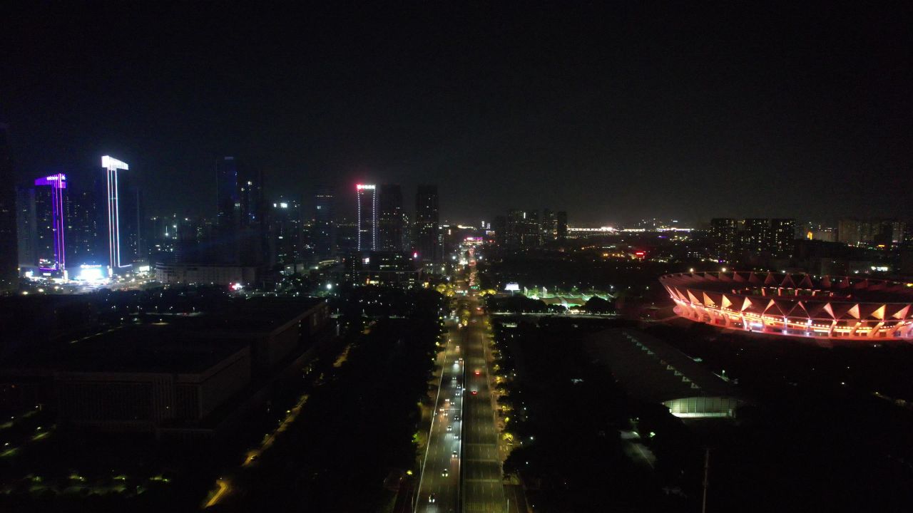 广东佛山城市夜景航拍