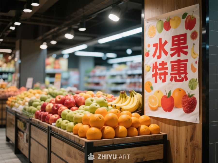 水果特惠促销，新鲜水果陈列展示 538