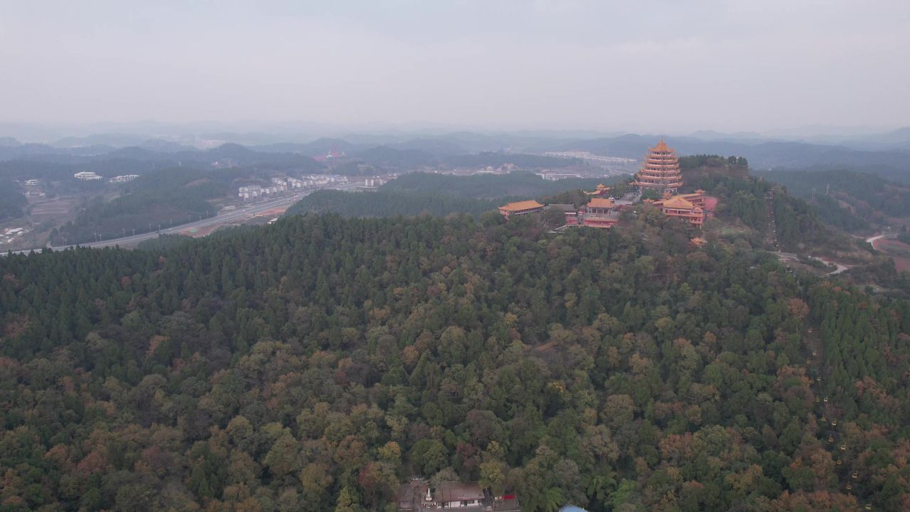  四川遂宁观音故里灵泉寺航拍 
