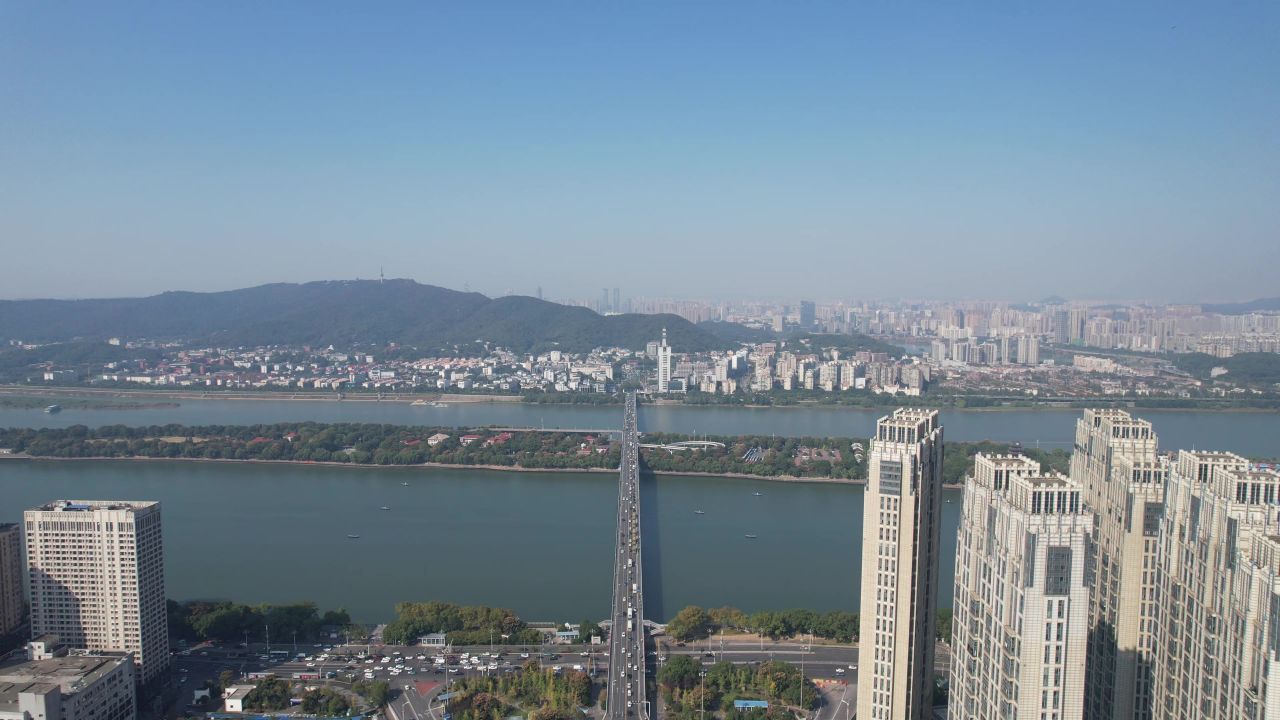 湖南长沙城市风光地标建筑航拍 