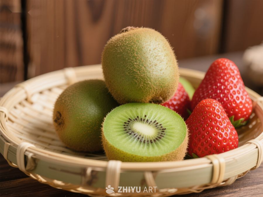 新鲜猕猴桃与草莓的组合 591