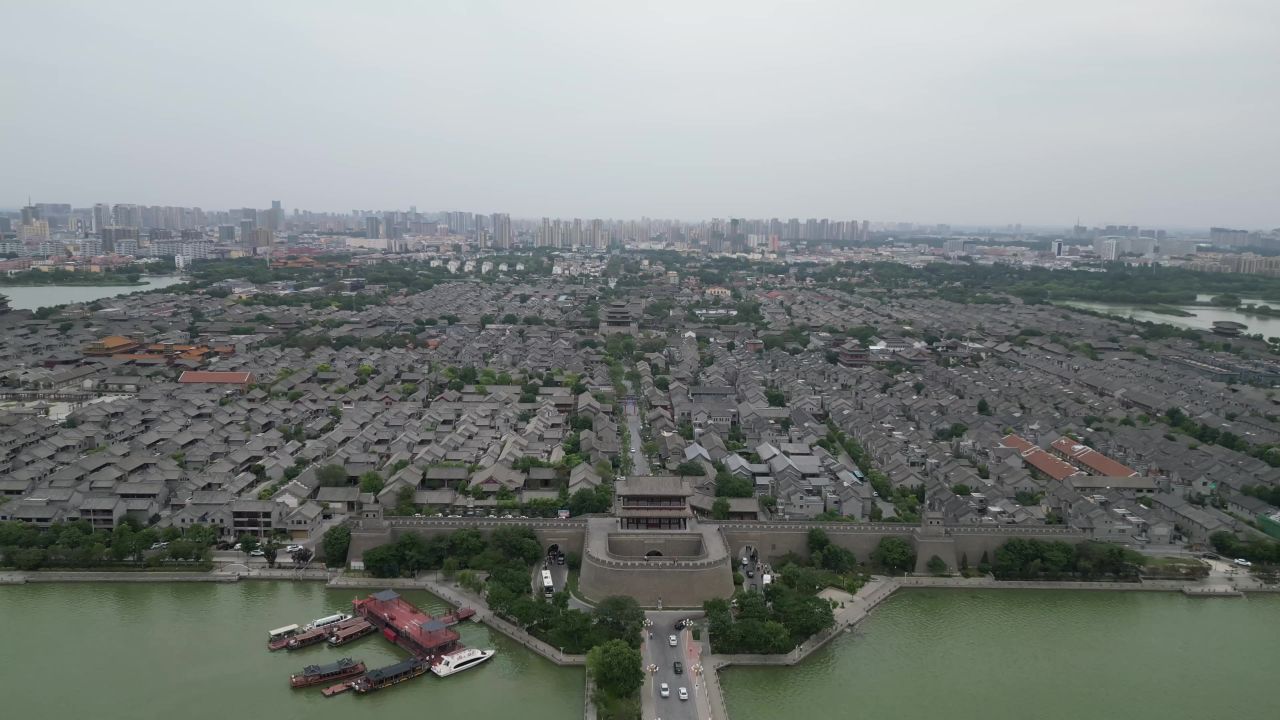  航拍山东聊城东昌湖景区