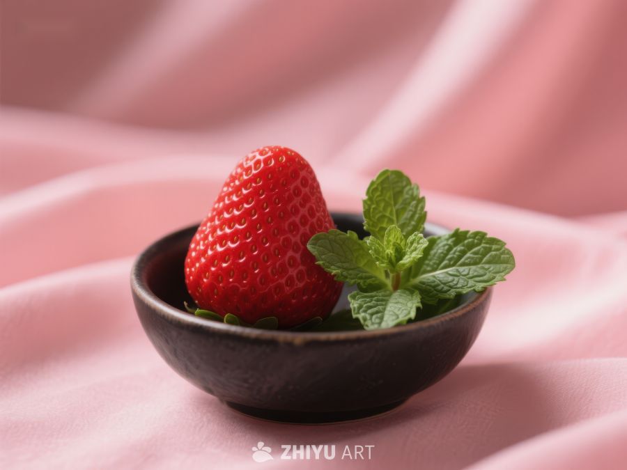 草莓与薄荷叶置于小碗中 25