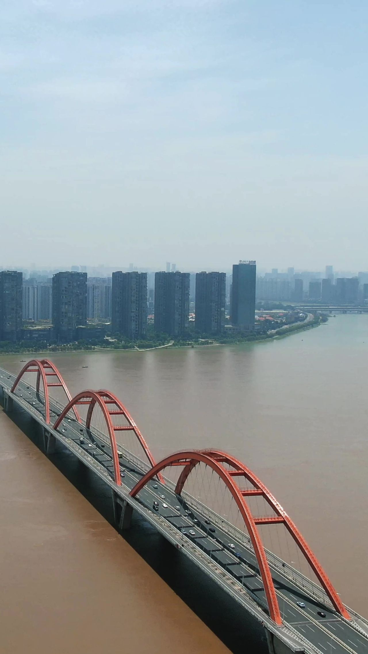  城市航拍湖南长沙福元路湘江大桥