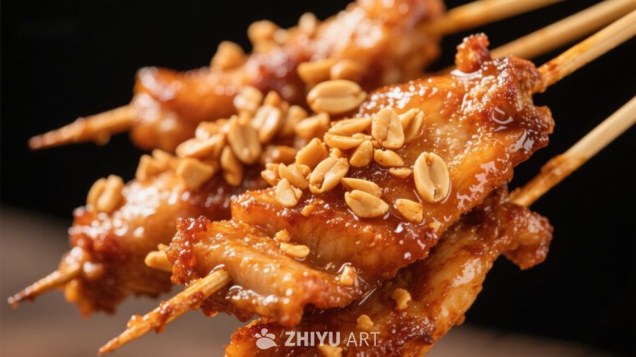 香脆烤串配花生