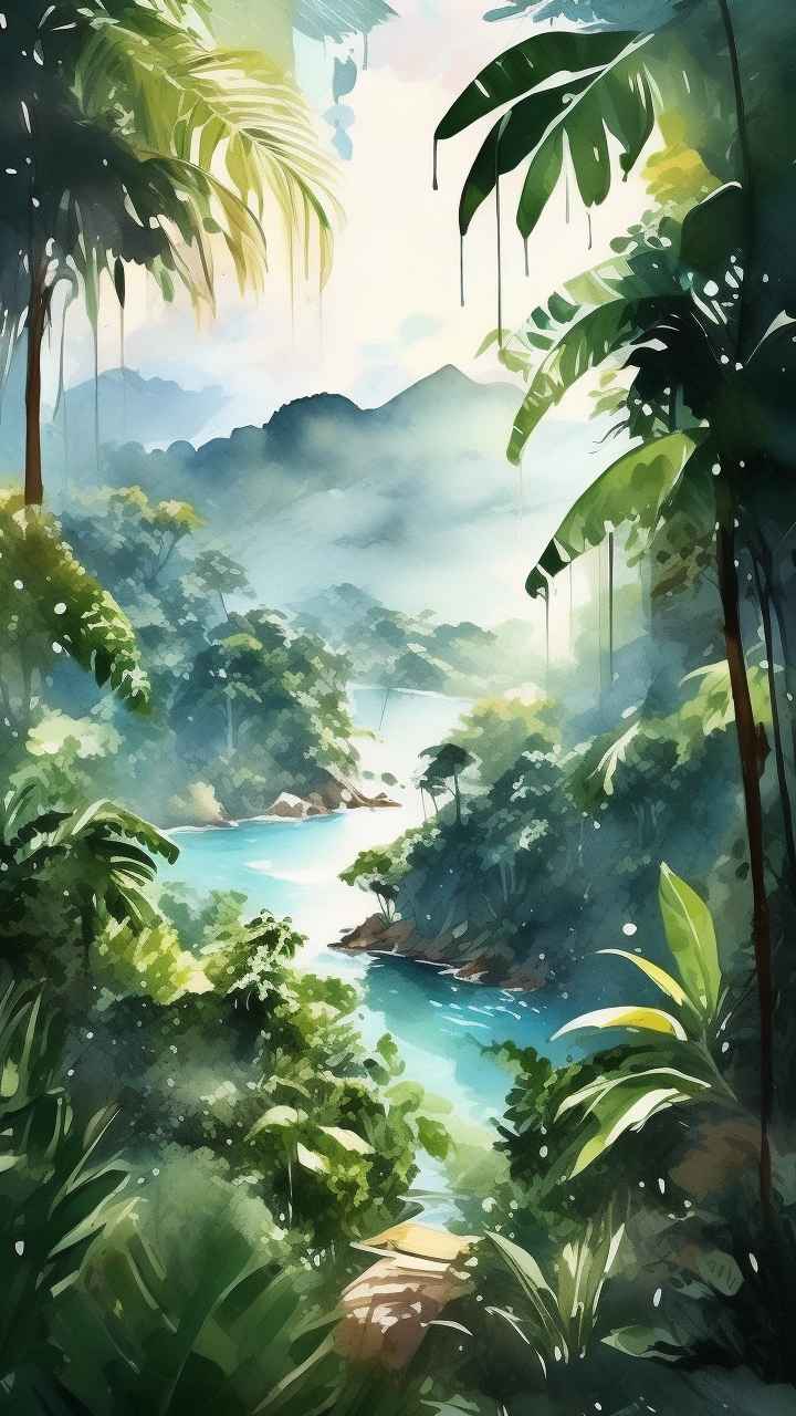 俯瞰热带雨林概念插画 12