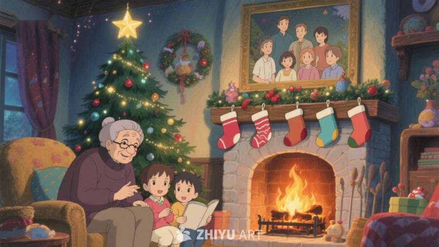 温馨圣诞夜，祖孙共读故事 316