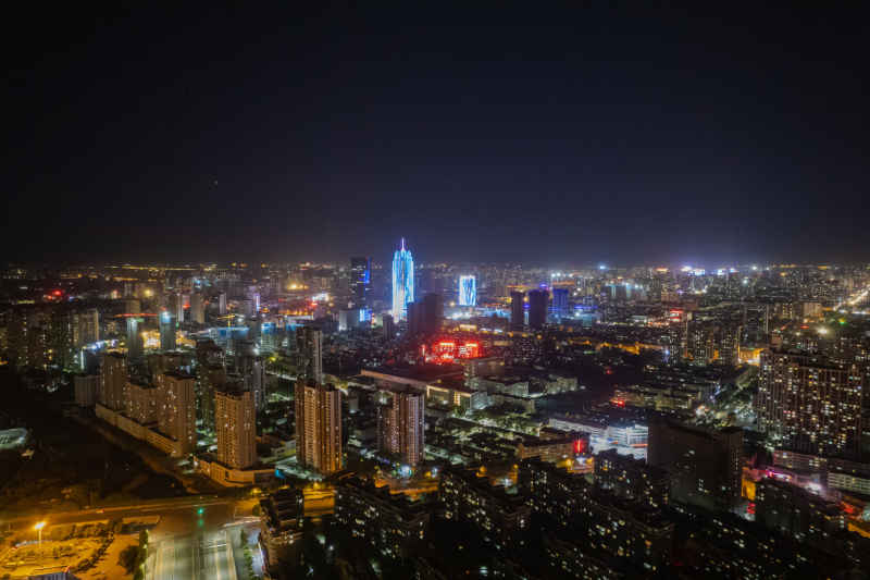 航拍保定大景夜景