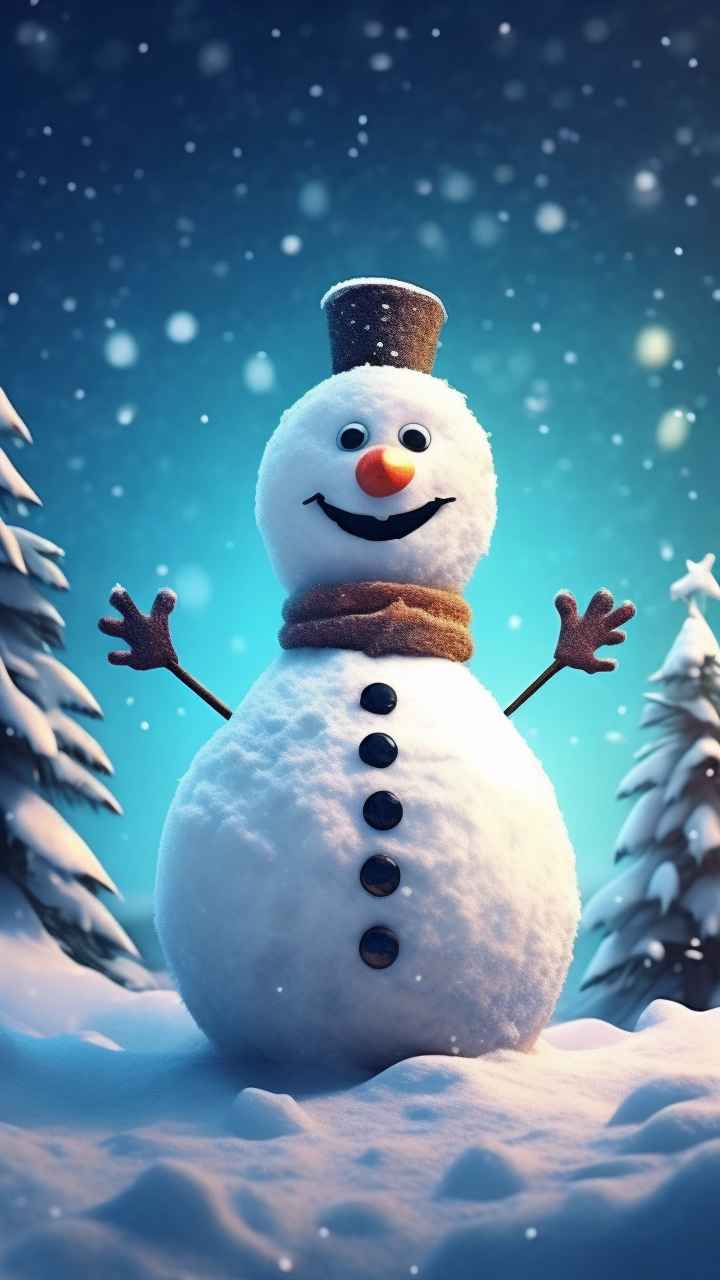 冬季插画雪人堆 75