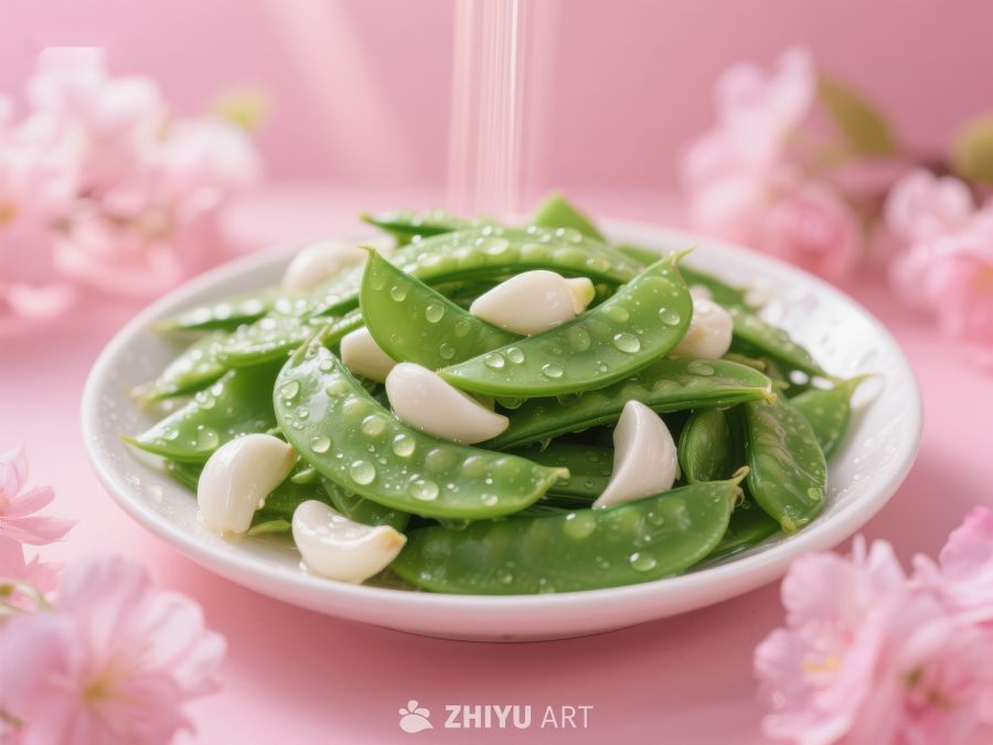 清新的荷兰豆与蒜瓣 731