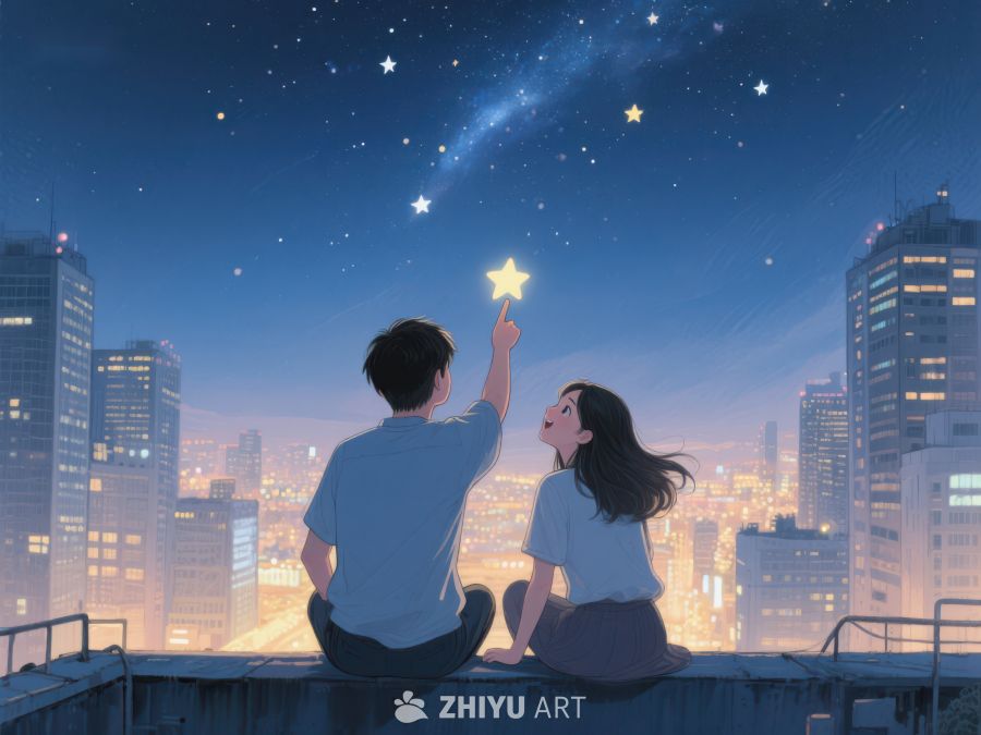 夜空下情侣共赏流星 1066