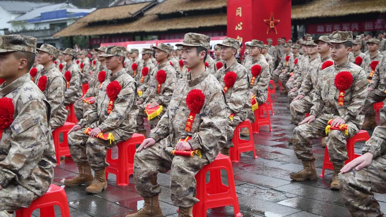 4k当兵征兵送兵  欢送新兵入伍仪式