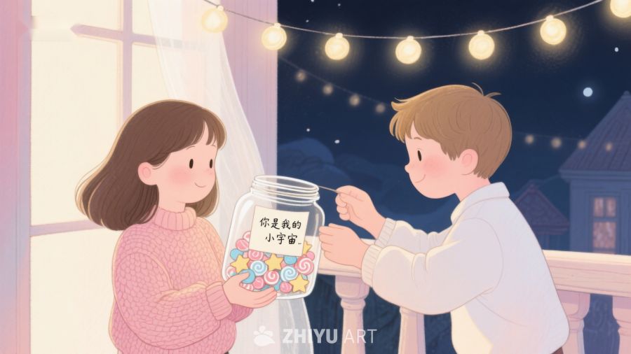 温馨夜晚，男孩为女孩点亮小宇宙 474