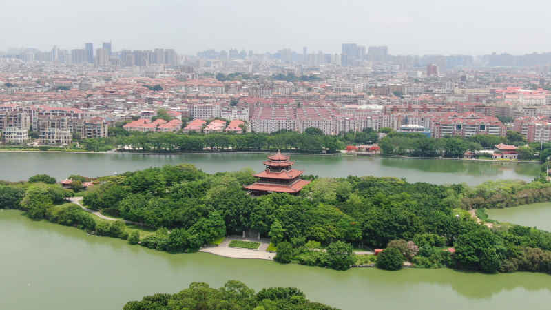 航拍福建泉州西湖公园