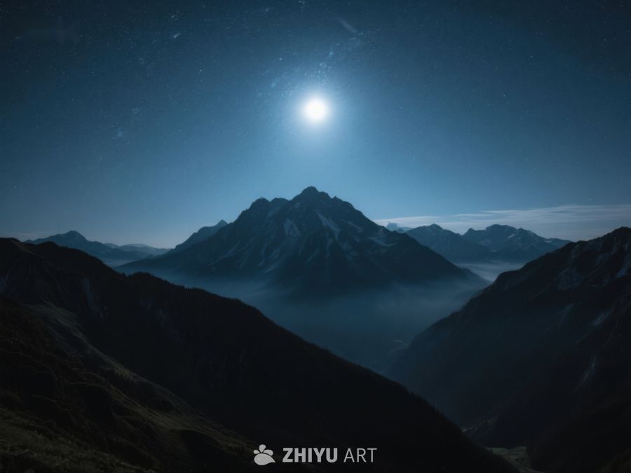 月光下的山峦剪影 577