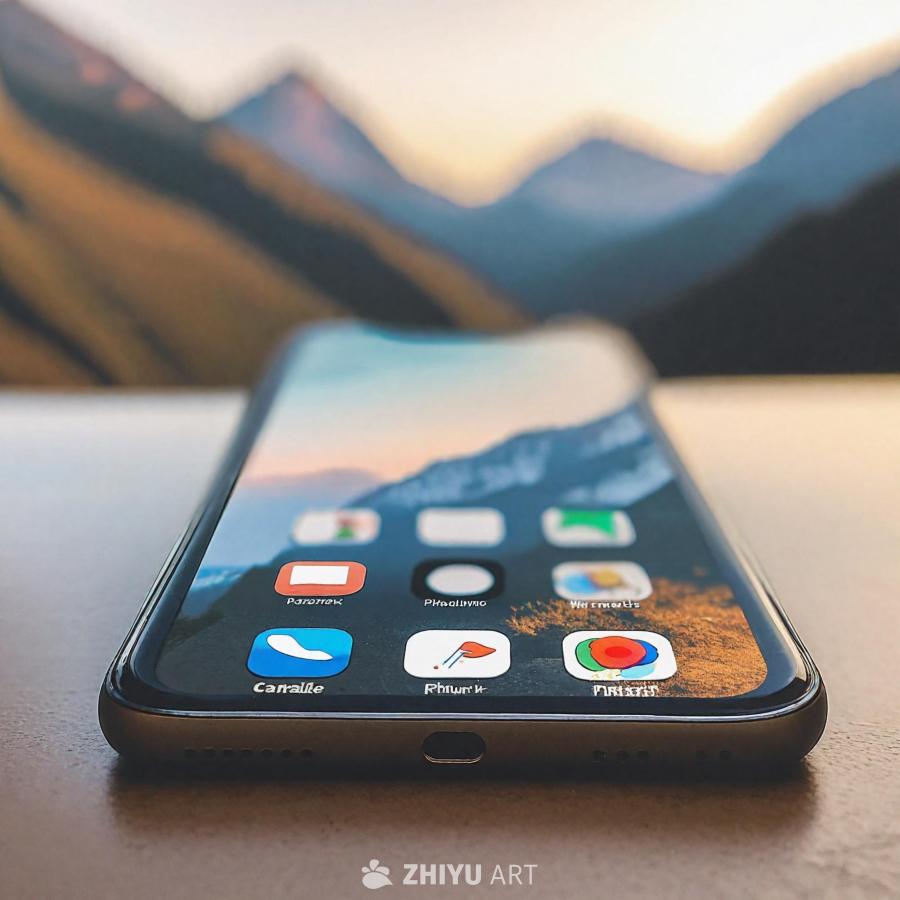 一张平放的iPhone手机的特写照片，手机屏幕上显